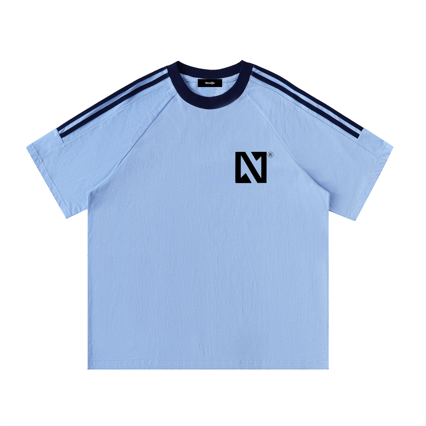 Contrast Tape Crewneck Cotton T-Shirt