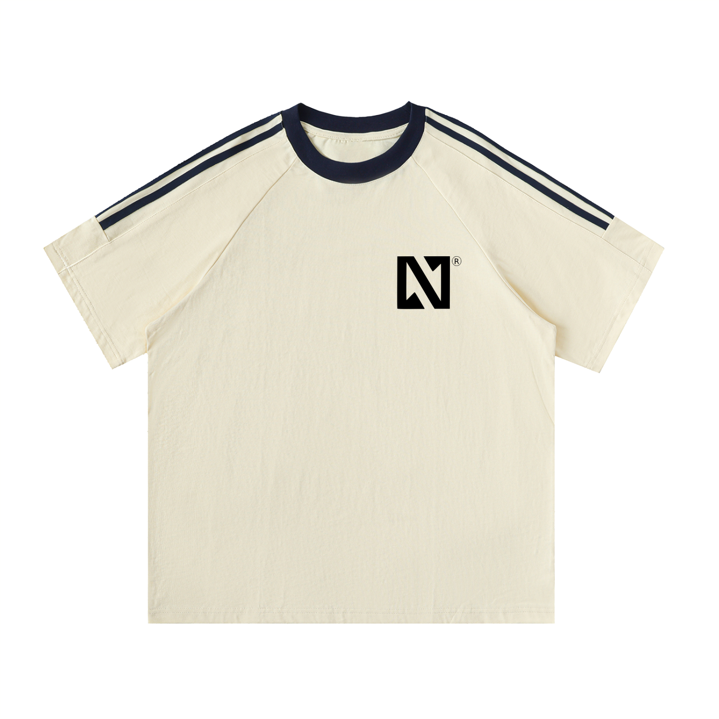 Contrast Tape Crewneck Cotton T-Shirt