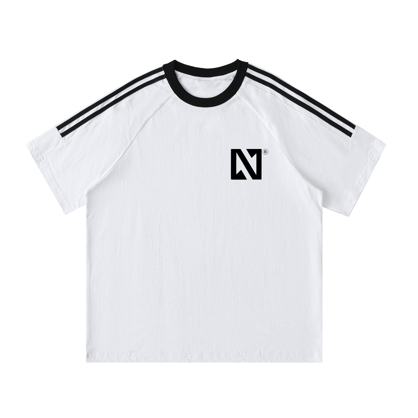 Contrast Tape Crewneck Cotton T-Shirt