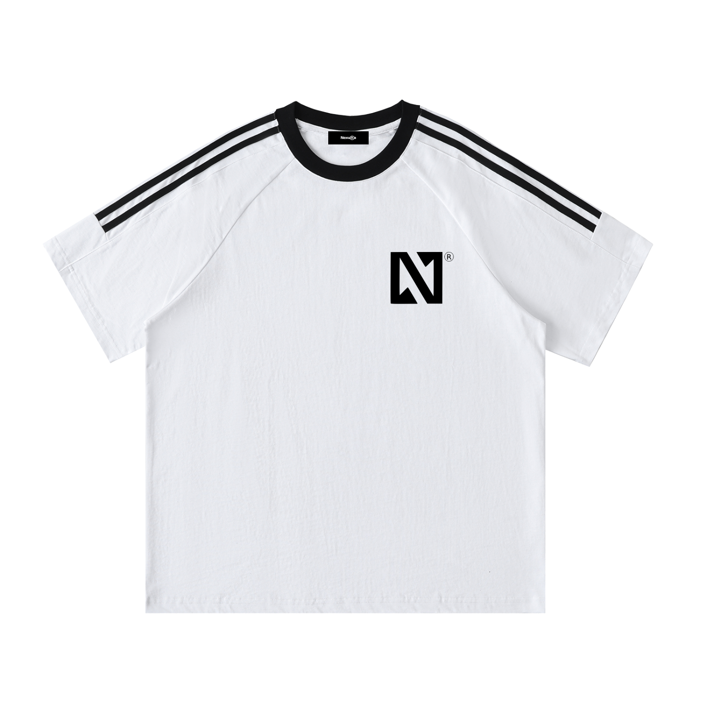 Contrast Tape Crewneck Cotton T-Shirt